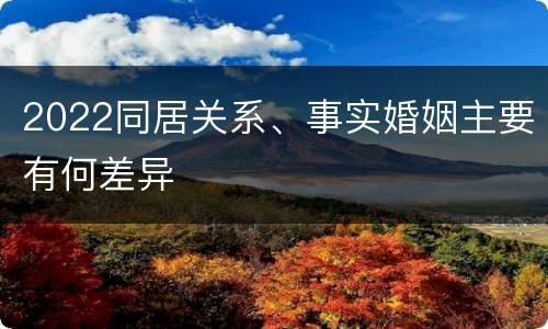 2022同居关系、事实婚姻主要有何差异