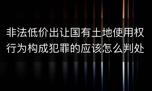 非法低价出让国有土地使用权行为构成犯罪的应该怎么判处
