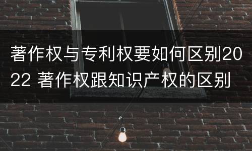 著作权与专利权要如何区别2022 著作权跟知识产权的区别