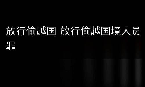 放行偷越国 放行偷越国境人员罪