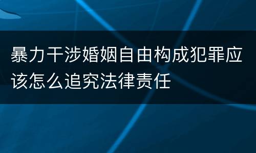 暴力干涉婚姻自由构成犯罪应该怎么追究法律责任