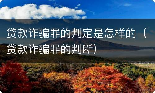 贷款诈骗罪的判定是怎样的（贷款诈骗罪的判断）