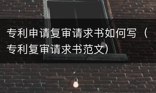 专利申请复审请求书如何写（专利复审请求书范文）