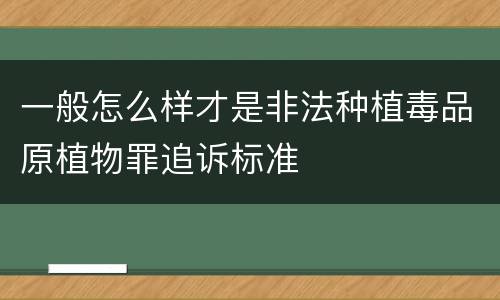 一般怎么样才是非法种植毒品原植物罪追诉标准