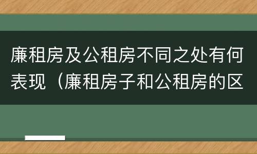 廉租房及公租房不同之处有何表现（廉租房子和公租房的区别）