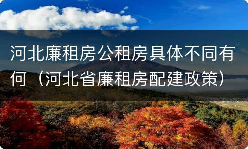 河北廉租房公租房具体不同有何（河北省廉租房配建政策）