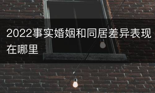 2022事实婚姻和同居差异表现在哪里