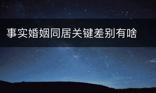 事实婚姻同居关键差别有啥