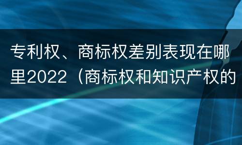 专利权、商标权差别表现在哪里2022（商标权和知识产权的区别）