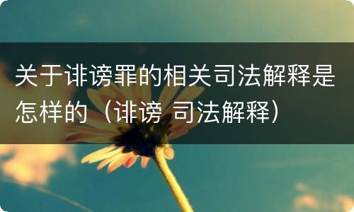 关于诽谤罪的相关司法解释是怎样的（诽谤 司法解释）