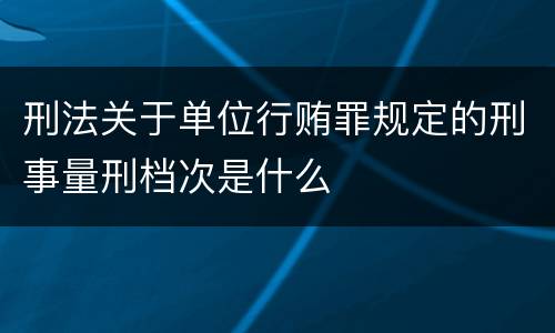 刑法关于单位行贿罪规定的刑事量刑档次是什么