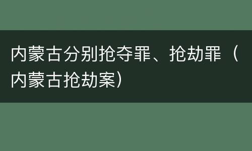 内蒙古分别抢夺罪、抢劫罪（内蒙古抢劫案）