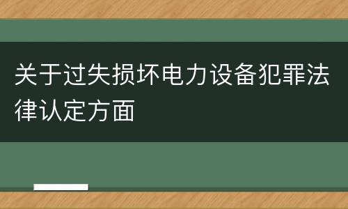 关于过失损坏电力设备犯罪法律认定方面