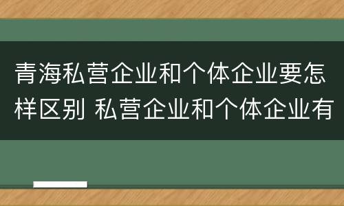 青海私营企业和个体企业要怎样区别 私营企业和个体企业有什么区别