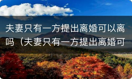 夫妻只有一方提出离婚可以离吗（夫妻只有一方提出离婚可以离吗现在）