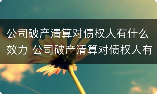 公司破产清算对债权人有什么效力 公司破产清算对债权人有什么效力吗