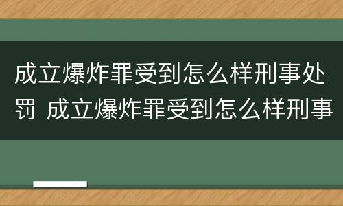 成立爆炸罪受到怎么样刑事处罚 成立爆炸罪受到怎么样刑事处罚的案例