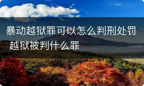 暴动越狱罪可以怎么判刑处罚 越狱被判什么罪