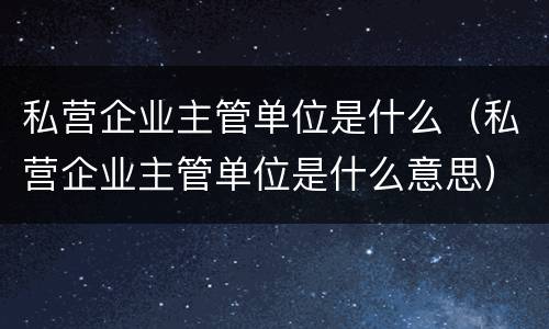私营企业主管单位是什么（私营企业主管单位是什么意思）