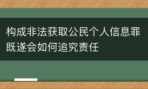 构成非法获取公民个人信息罪既遂会如何追究责任