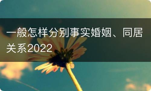 一般怎样分别事实婚姻、同居关系2022