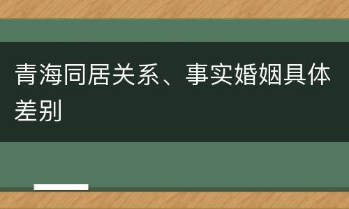 青海同居关系、事实婚姻具体差别