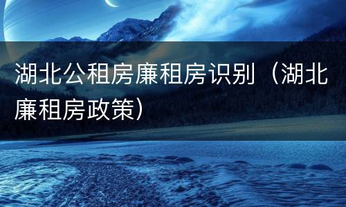 湖北公租房廉租房识别（湖北廉租房政策）