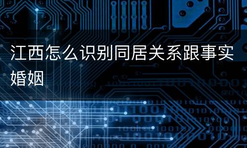 江西怎么识别同居关系跟事实婚姻
