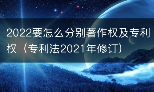 2022要怎么分别著作权及专利权（专利法2021年修订）