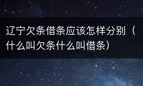 辽宁欠条借条应该怎样分别（什么叫欠条什么叫借条）