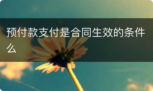预付款支付是合同生效的条件么