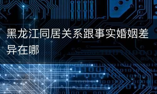黑龙江同居关系跟事实婚姻差异在哪