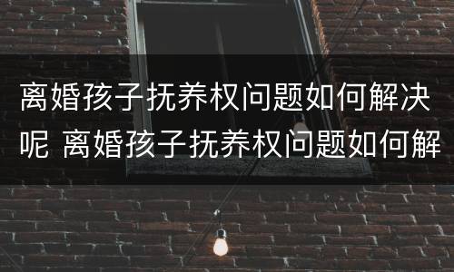离婚孩子抚养权问题如何解决呢 离婚孩子抚养权问题如何解决呢女方