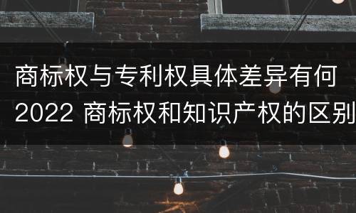 商标权与专利权具体差异有何2022 商标权和知识产权的区别