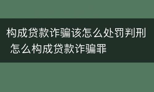构成贷款诈骗该怎么处罚判刑 怎么构成贷款诈骗罪
