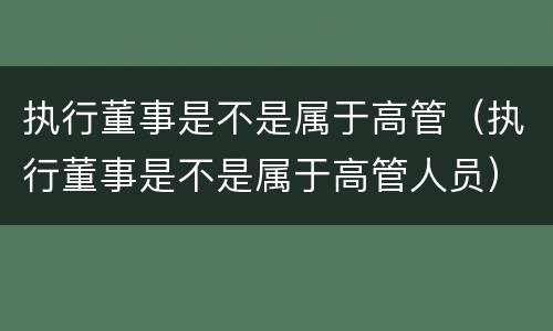执行董事是不是属于高管（执行董事是不是属于高管人员）