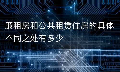 廉租房和公共租赁住房的具体不同之处有多少