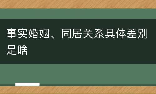 事实婚姻、同居关系具体差别是啥