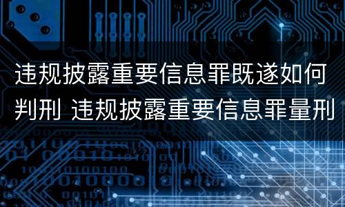 违规披露重要信息罪既遂如何判刑 违规披露重要信息罪量刑