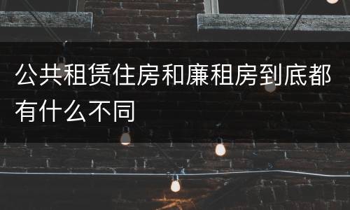 公共租赁住房和廉租房到底都有什么不同