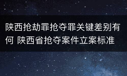 陕西抢劫罪抢夺罪关键差别有何 陕西省抢夺案件立案标准