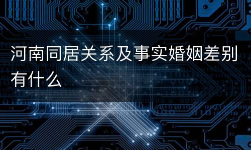 河南同居关系及事实婚姻差别有什么