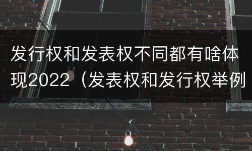 发行权和发表权不同都有啥体现2022（发表权和发行权举例）