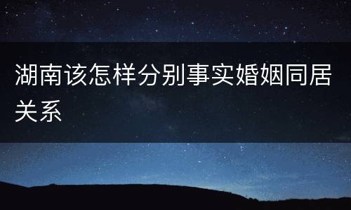 湖南该怎样分别事实婚姻同居关系