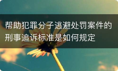 帮助犯罪分子逃避处罚案件的刑事追诉标准是如何规定