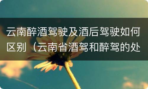 云南醉酒驾驶及酒后驾驶如何区别（云南省酒驾和醉驾的处罚标准）