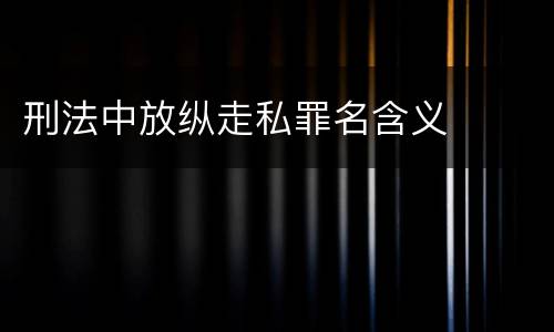 刑法中放纵走私罪名含义