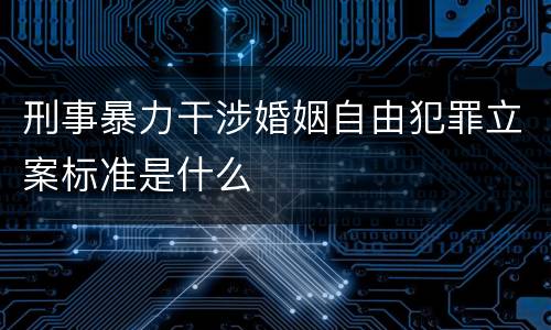 刑事暴力干涉婚姻自由犯罪立案标准是什么