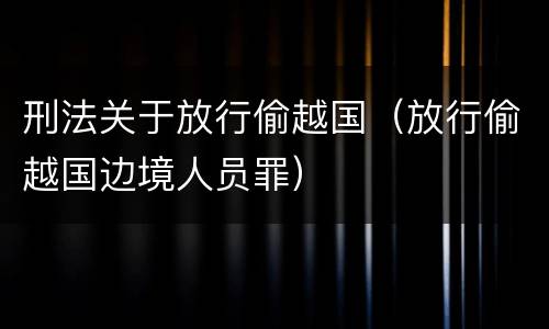刑法关于放行偷越国（放行偷越国边境人员罪）