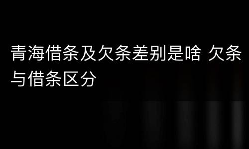 青海借条及欠条差别是啥 欠条与借条区分